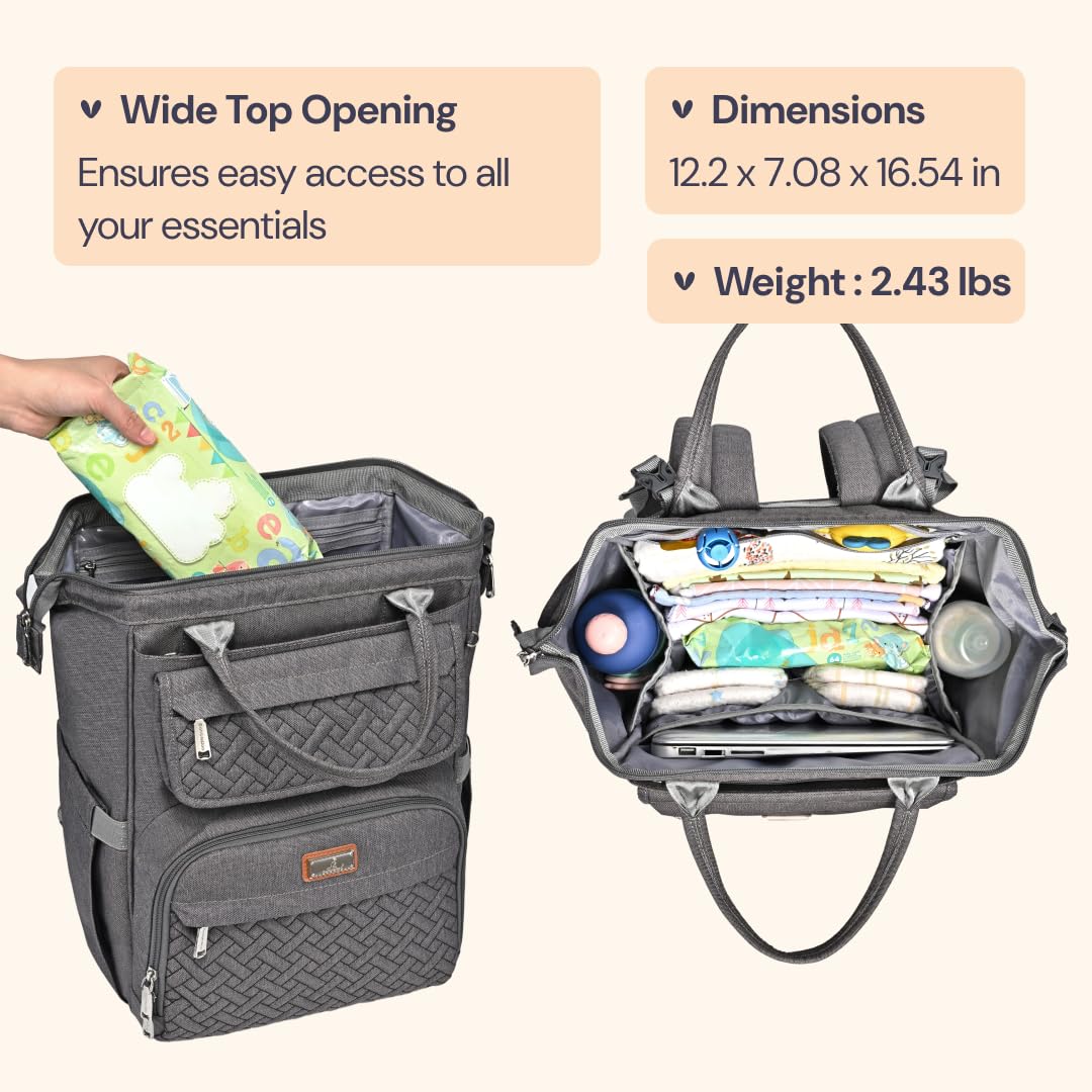 BabbleRoo diaper bag backpack interior compartments illustrate organized storage for baby essentials