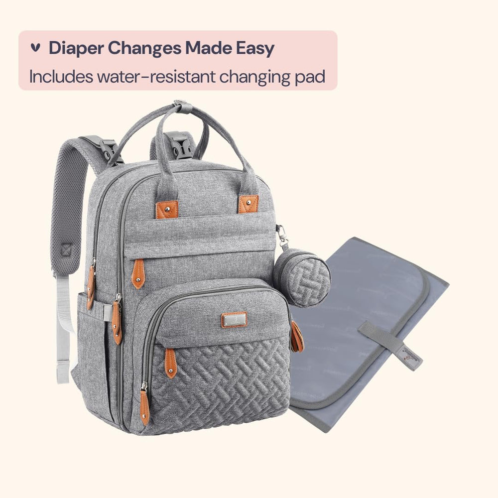 BabbleRoo diaper bag laptop compartment fits up to 15.6-inch laptop
