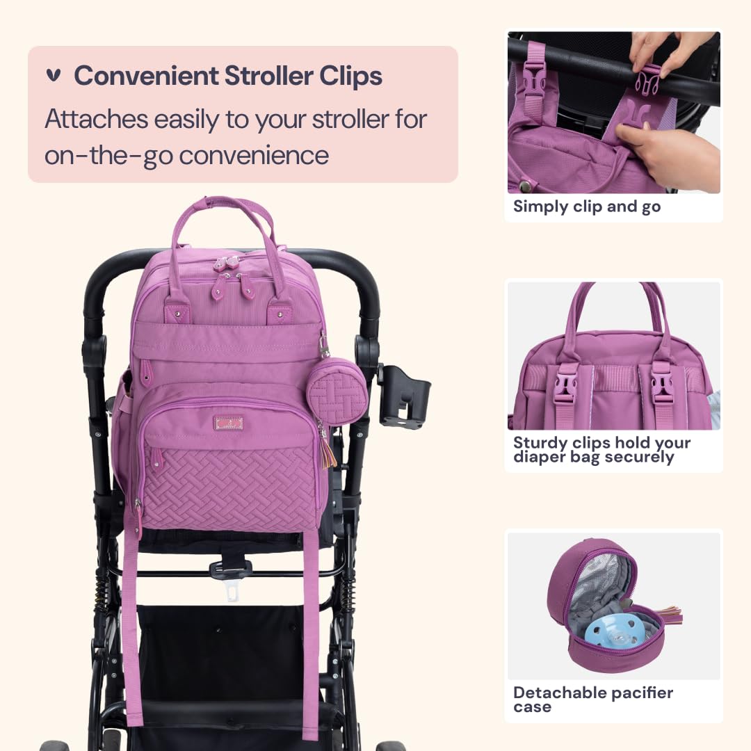 BabbleRoo diaper bag backpack laptop compartment fits up to a 15.6-inch laptop.
