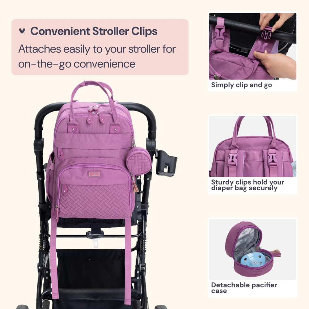BabbleRoo diaper bag backpack laptop compartment fits up to a 15.6-inch laptop.