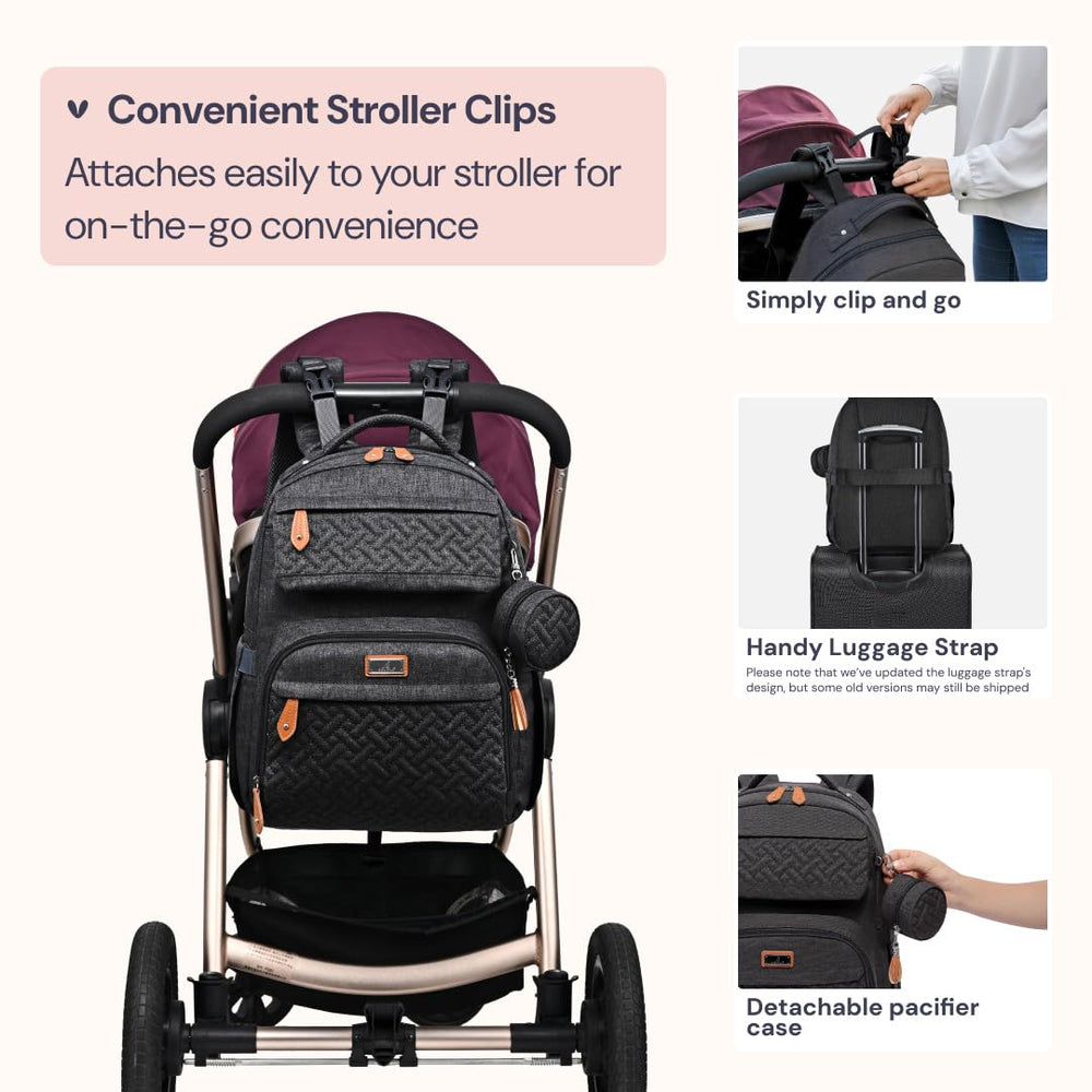BabbleRoo diaper bag laptop sleeve fits up to 15.6 inches.