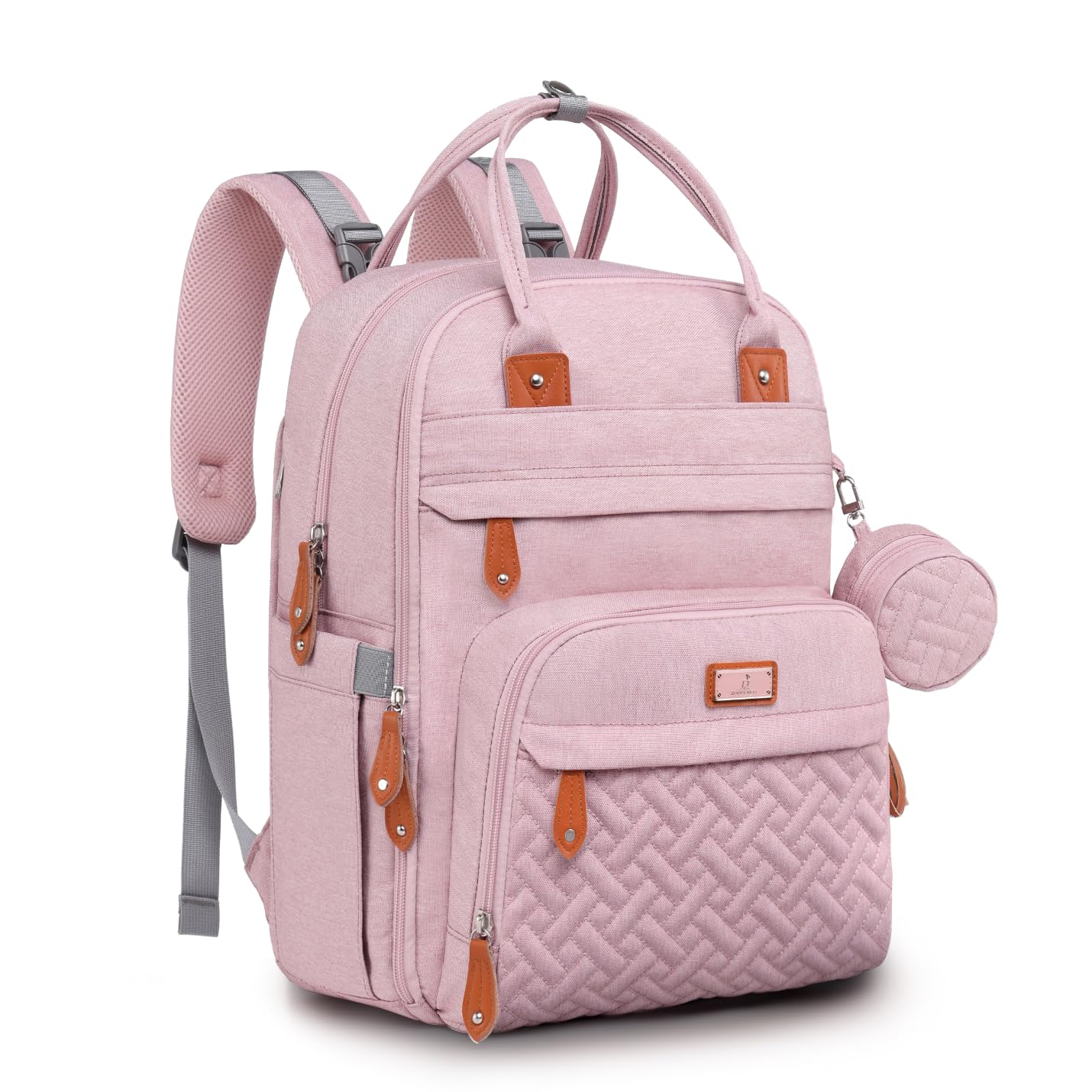 BabbleRoo diaper bag backpack open compartments for easy access