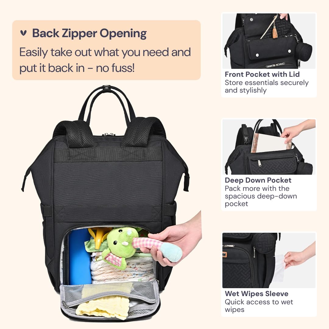 BabbleRoo diaper bag backpack pacifier-case provides quick-access comfort items.