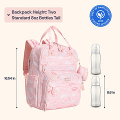BabbleRoo pink Birdy folding changing mat demonstrates easy-clean on the go.