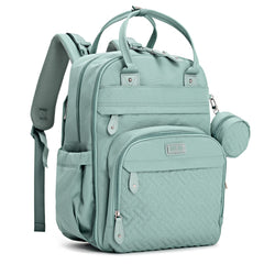 BabbleRoo diaper bag backpack sage green front view showing ample storage for baby essentials