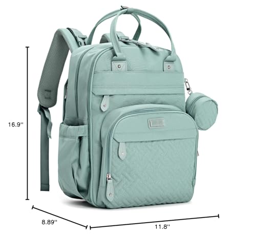 BabbleRoo diaper bag sage green used as travel or hospital bag during trips
