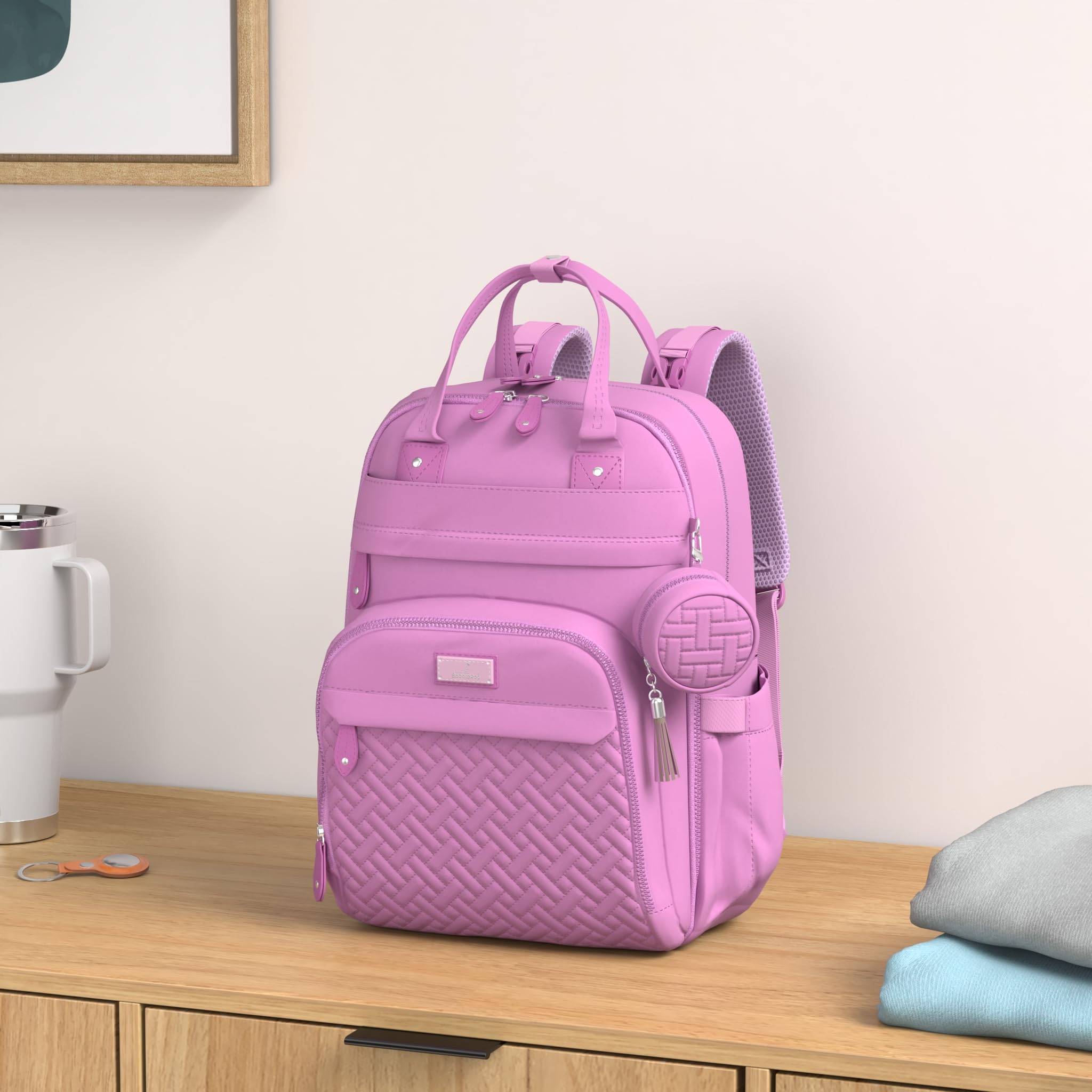 BabbleRoo diaper bag backpack stroller clips for hands-free travel moments.
