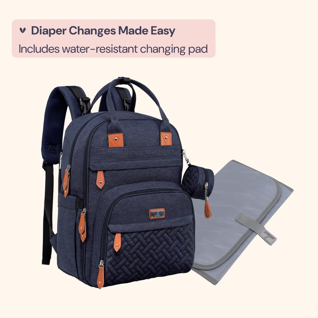 BabbleRoo Diaper Bag Backpack water-resistant fabric withstands everyday spills