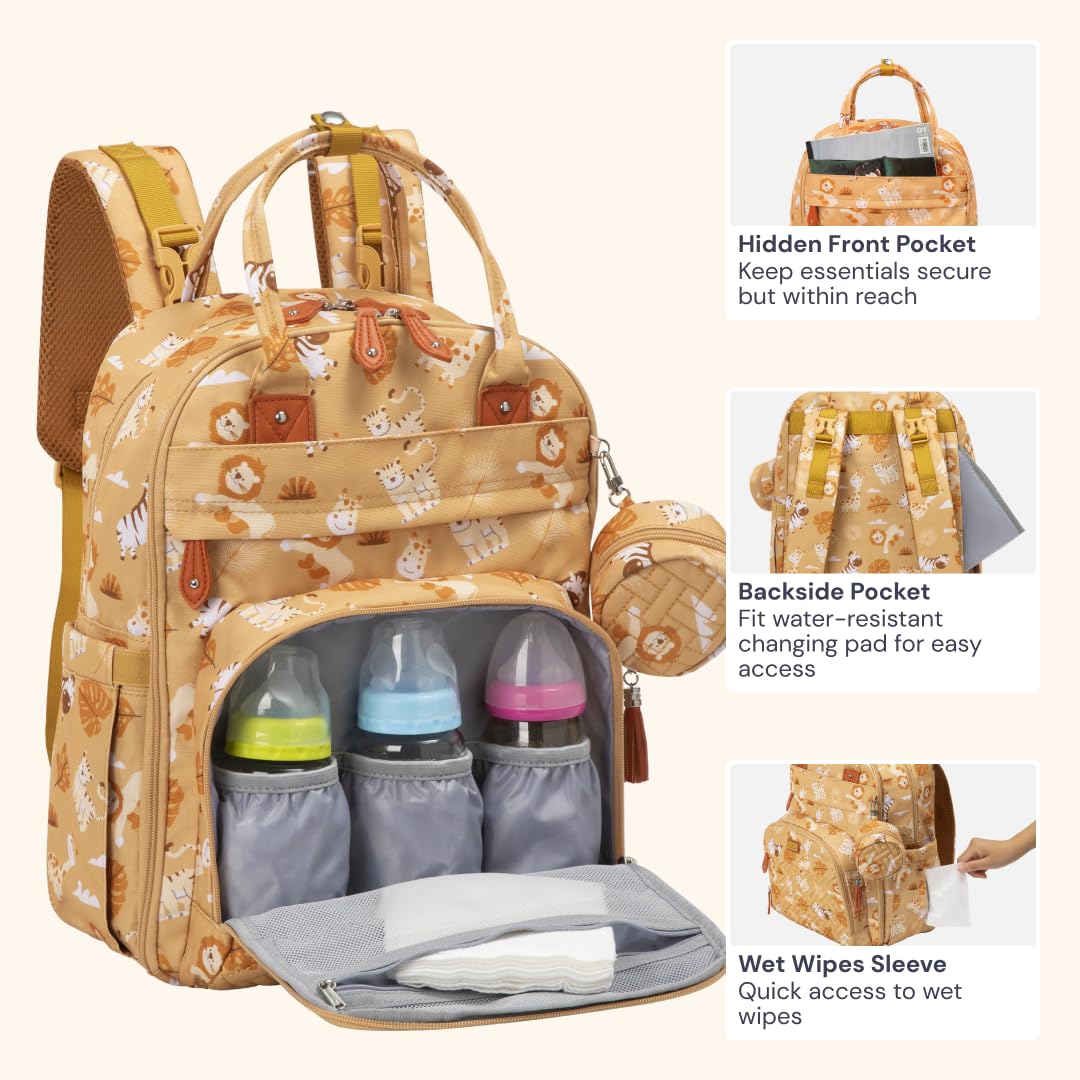 BabbleRoo diaper bag backpack water-resistant fabric protects gear in rain