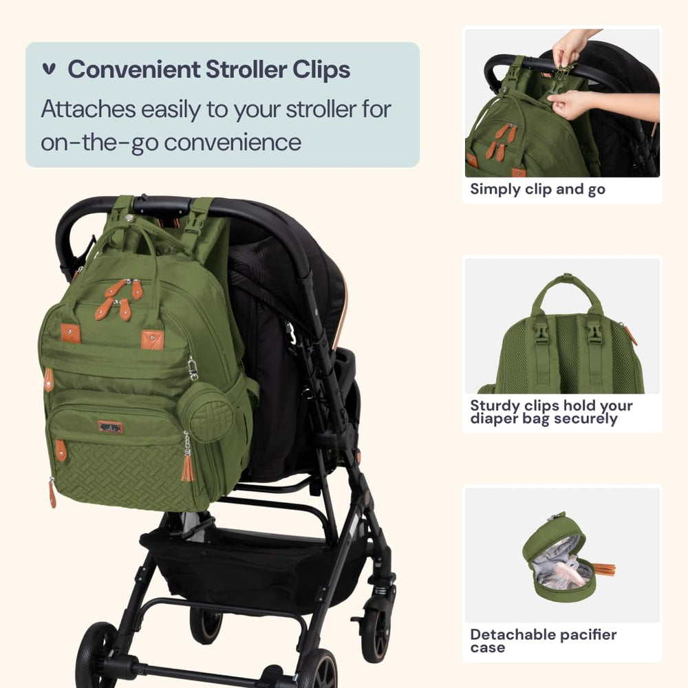 BabbleRoo Diaper Bag Backpack wipe pocket keeps wipes organized.