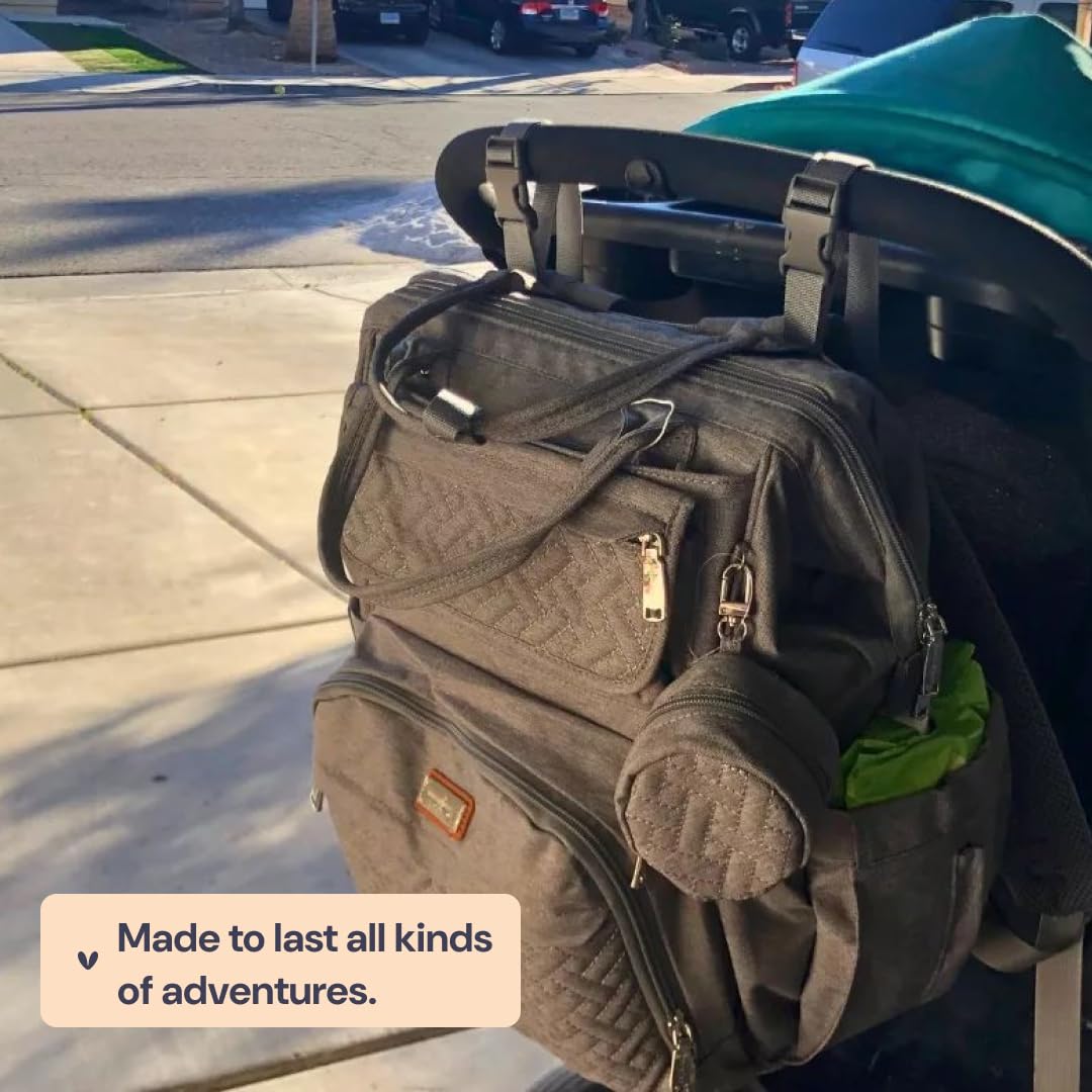 BabbleRoo diaper bag backpack wipe-pocket offers convenient wipe access during diaper changes.