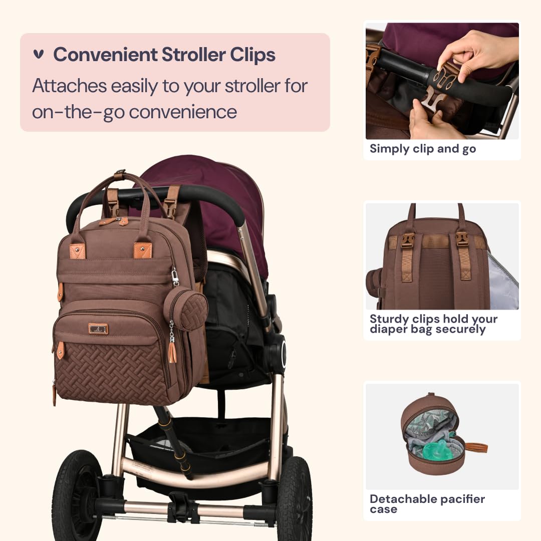 BabbleRoo diaper bag backpack wipe pocket, quick access for messy cleanups.