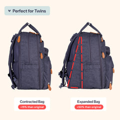BabbleRoo diaper bag backpack showing insulated bottle pockets for on-the-go feeds