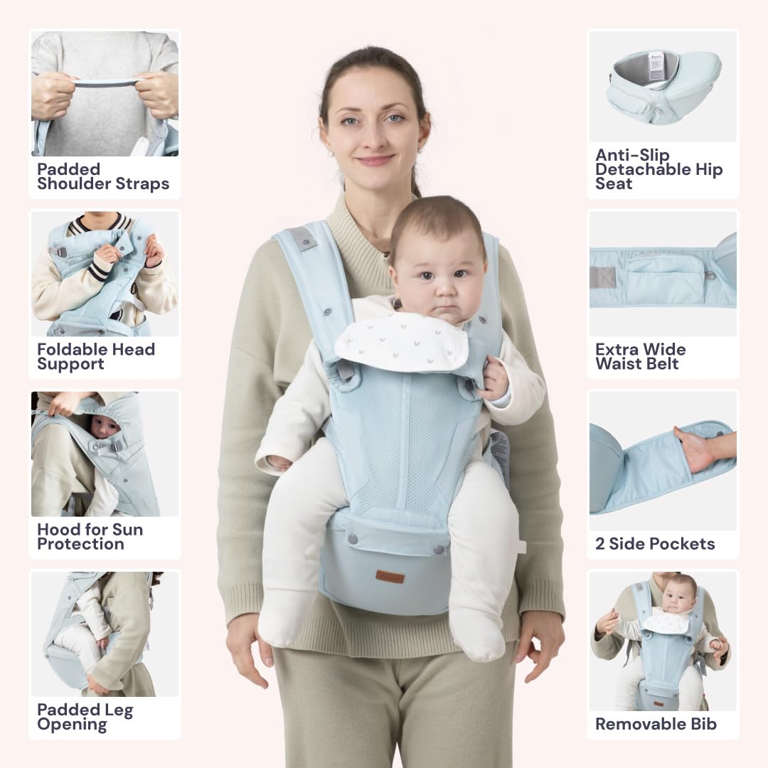 BabbleRoo Grow Carrier in back carry position for longer excursions.