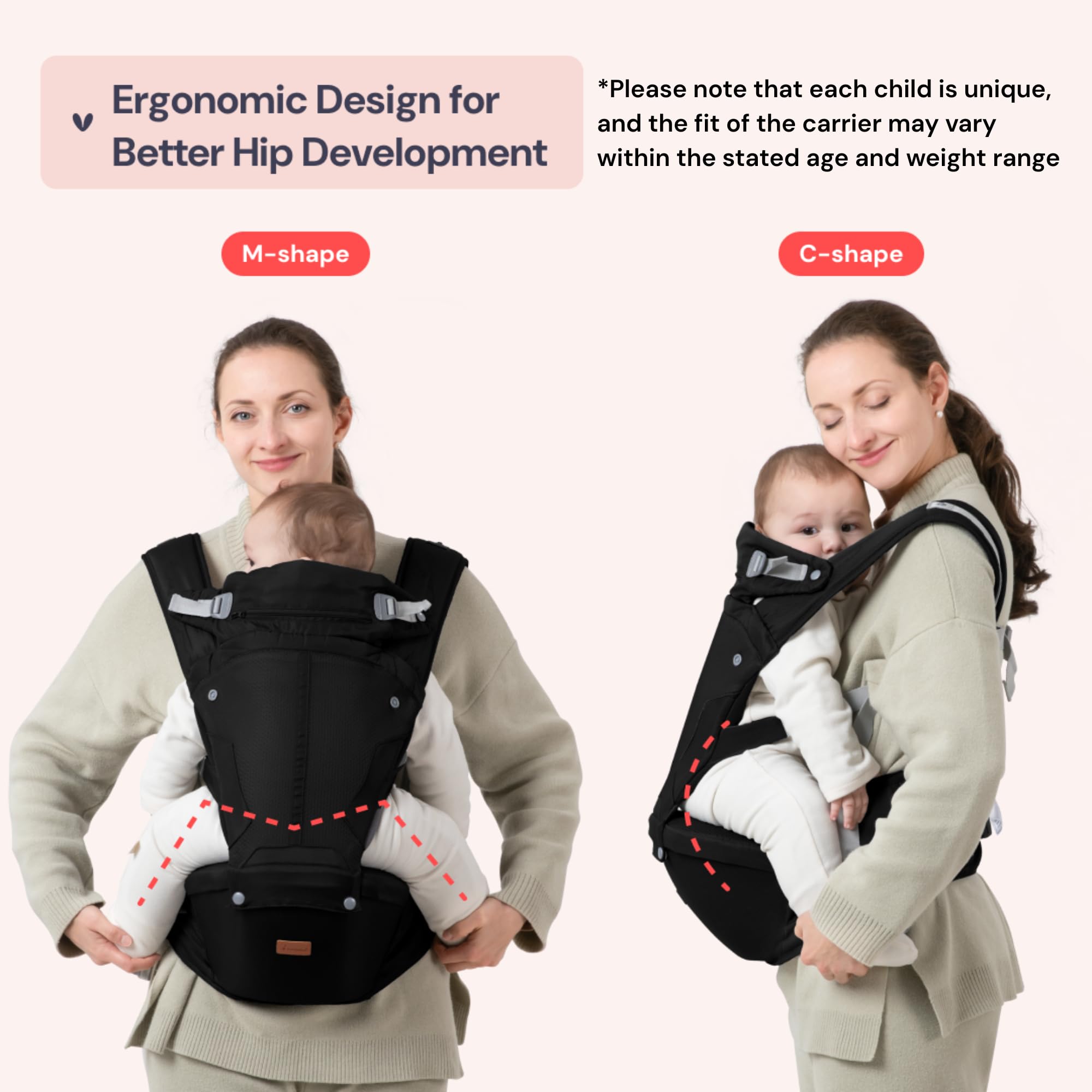 BabbleRoo Grow Carrier front carry setup for close contact shopping
