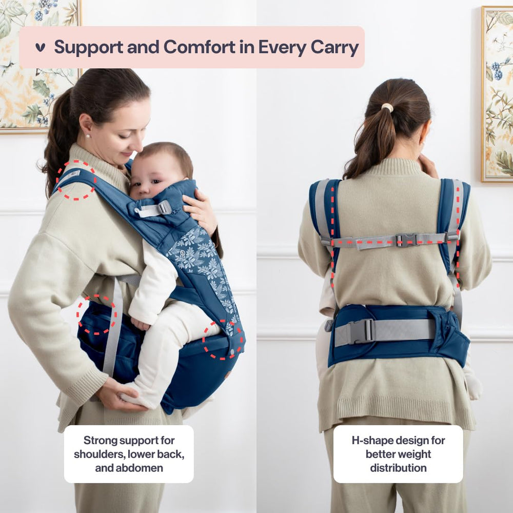 BabbleRoo Grow Carrier head support keeps little head comfortable during travel.