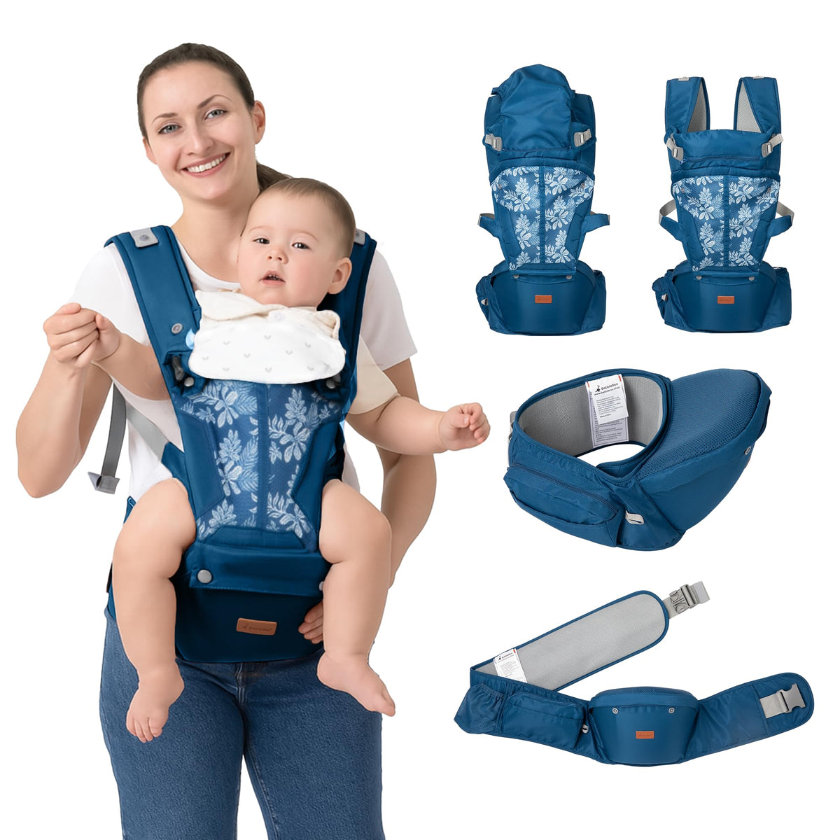 BabbleRoo Grow Carrier hip-seat configuration offers secure ergonomic support for caregivers.