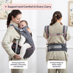 BabbleRoo Grow Carrier ergonomic shoulder design reduces strain during extended wear.