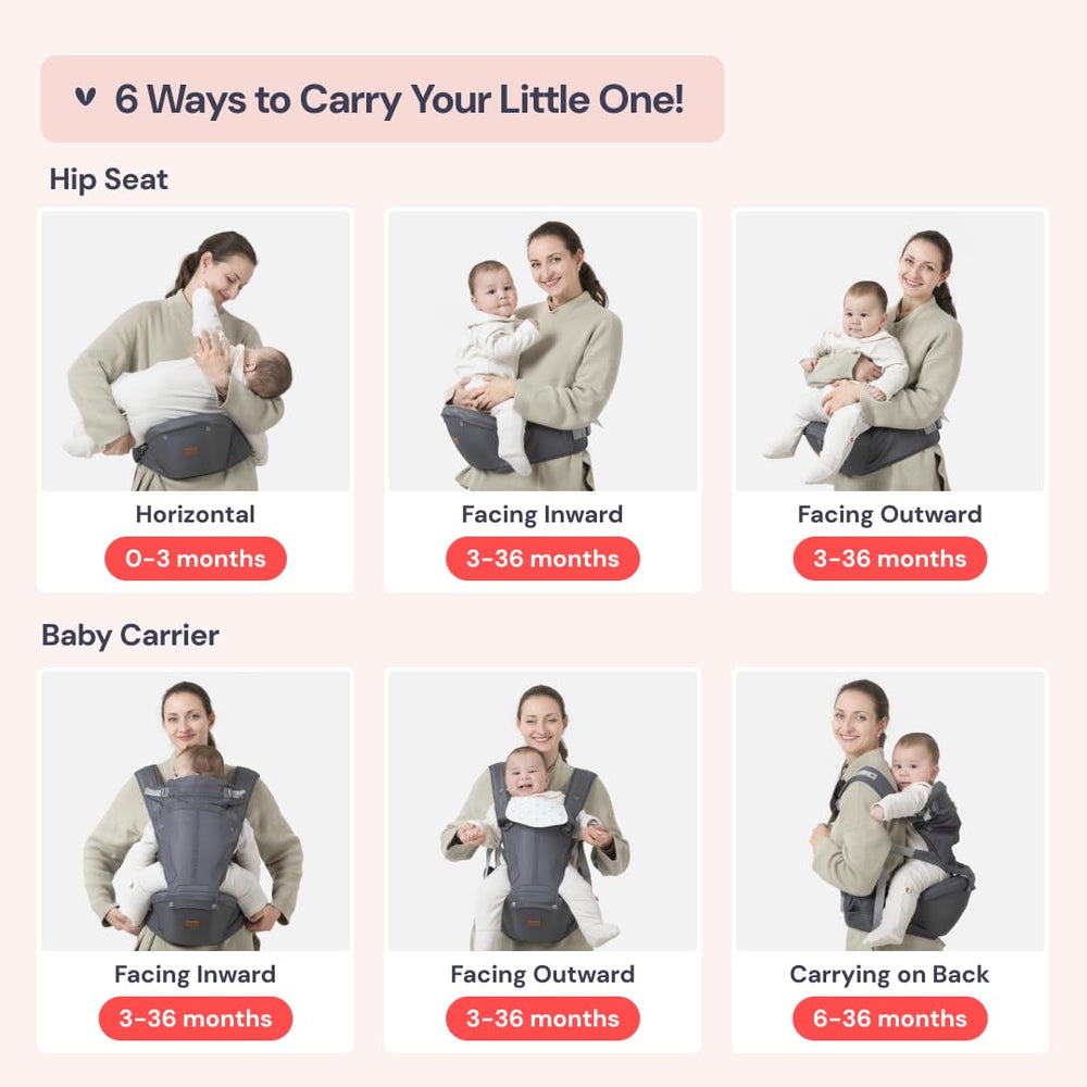 BabbleRoo Grow Carrier hood protects baby from sun and distractions on outdoor strolls.