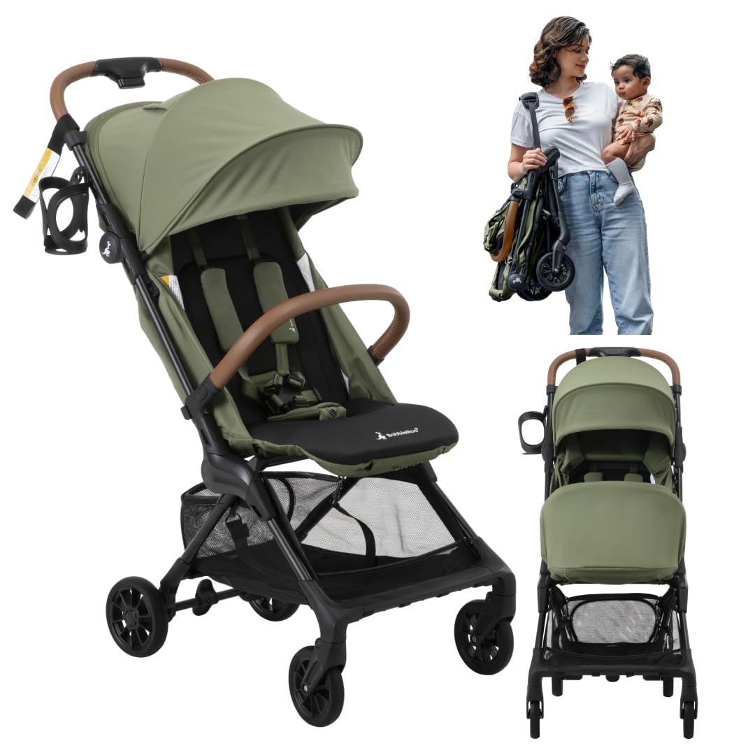 BabbleRoo Hoplite near-flat recline demonstrates newborn comfort for naps on the go