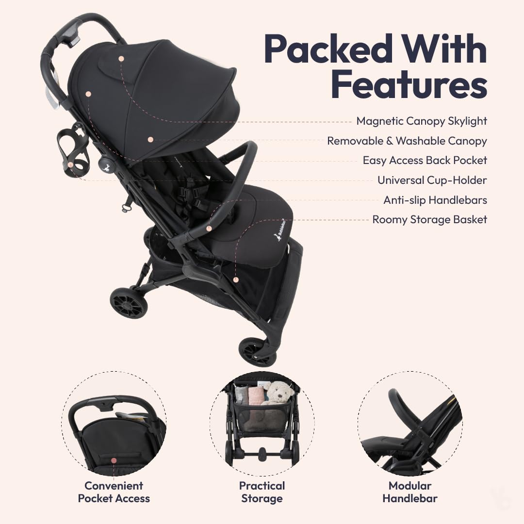 BabbleRoo Hoplite near-flat recline optimizes newborn nap comfort.