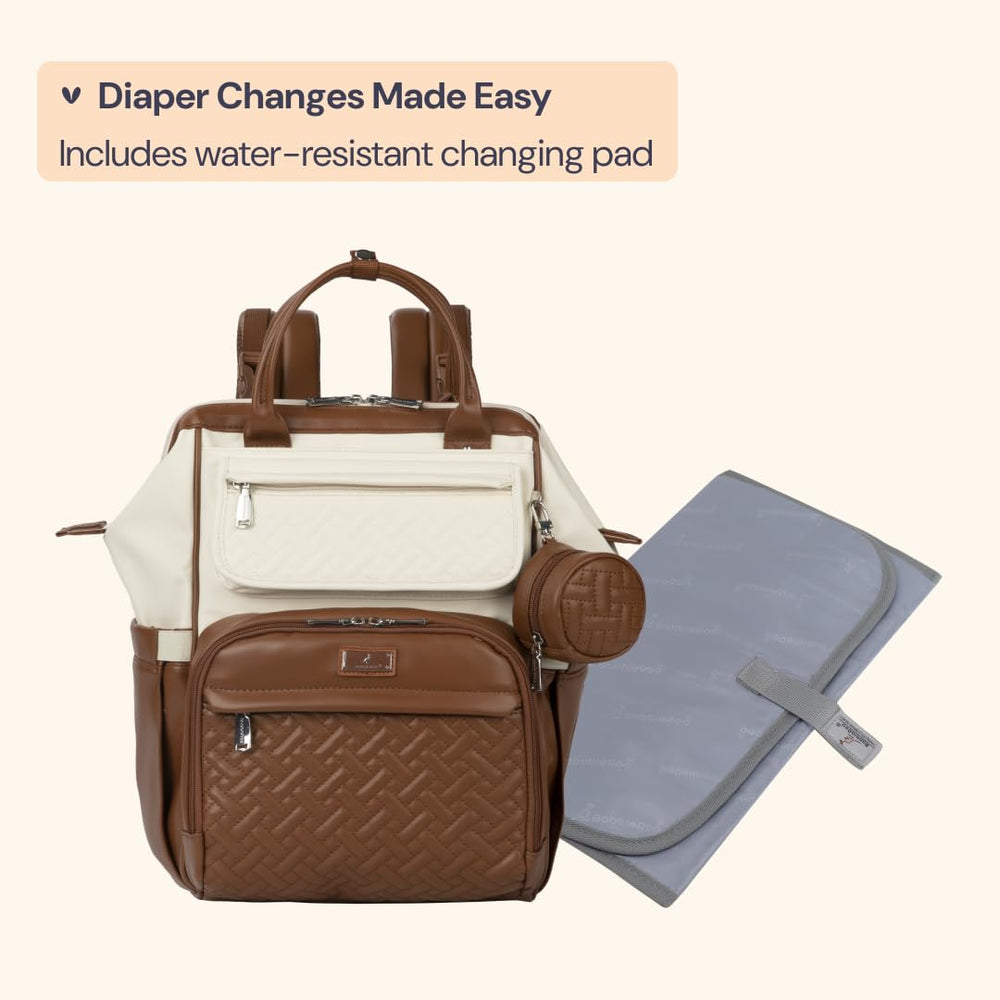 BabbleRoo leather diaper bag backpack adjustable straps for comfortable wear