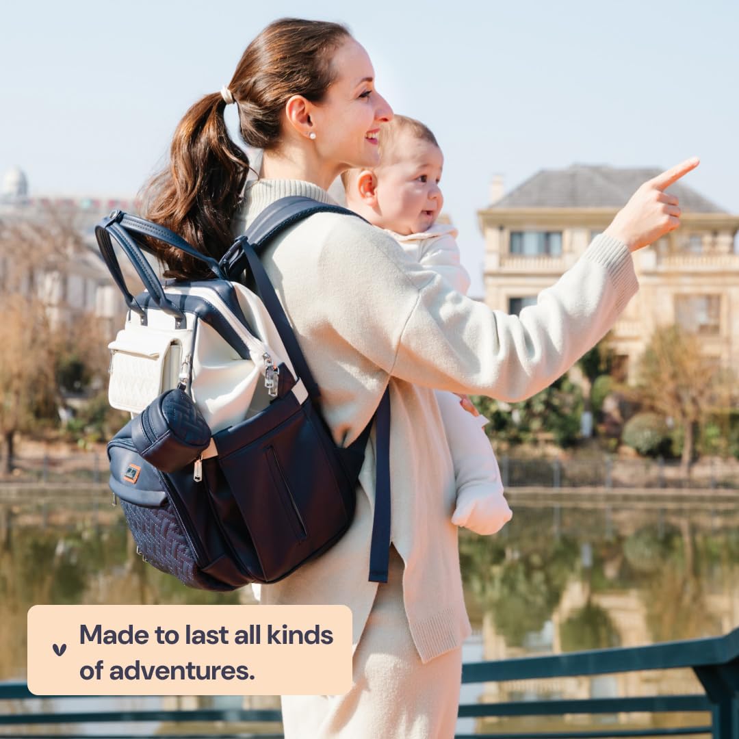 BabbleRoo Leather Diaper Bag Backpack blueberry cream offers stylish durability for everyday trips