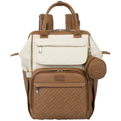 BabbleRoo leather diaper bag backpack front view shows stylish durability and roomy storage.