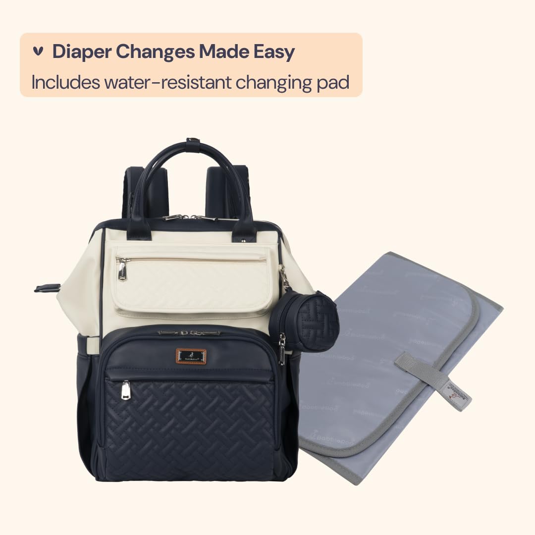 BabbleRoo Leather Diaper Bag Backpack padded straps deliver comfortable all-day wear