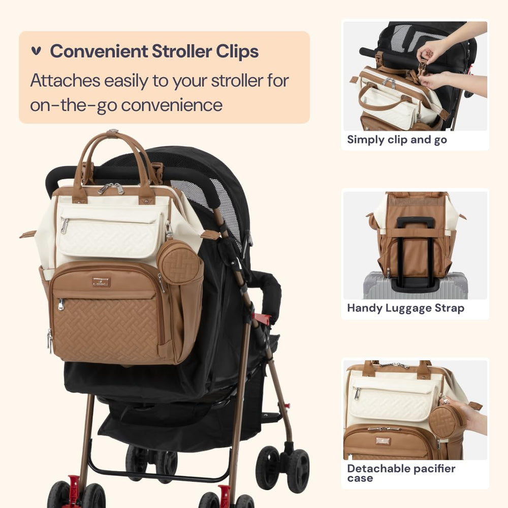 BabbleRoo stroller straps enable hands-free transitions during strolls and travel.