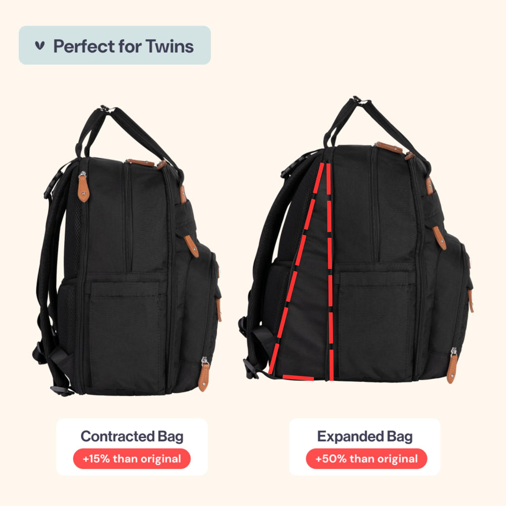 BabbleRoo XL diaper bag shows organized pocket layout for quick access.