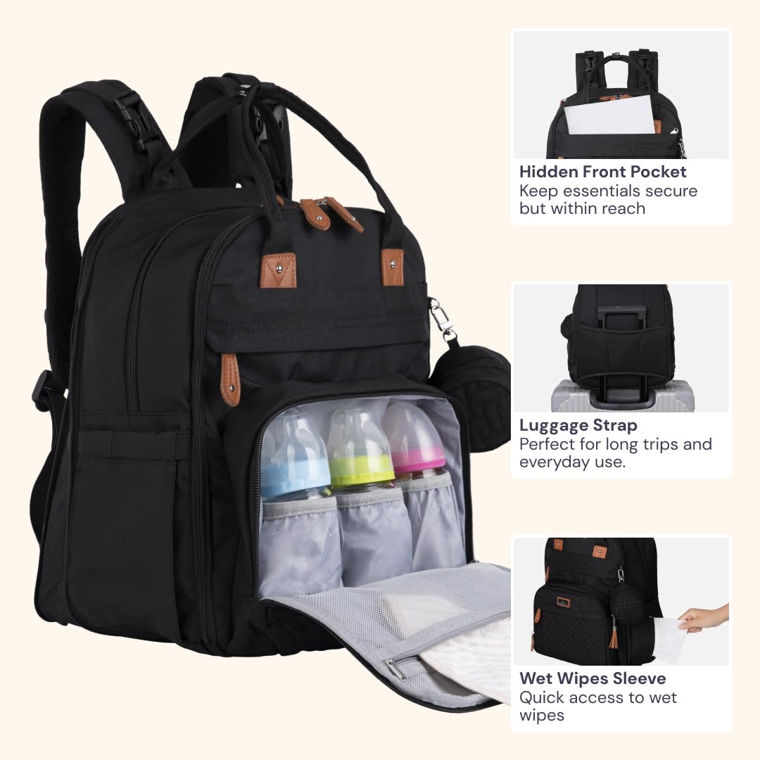BabbleRoo XL stroller straps attach bag to a stroller for hands-free mobility.