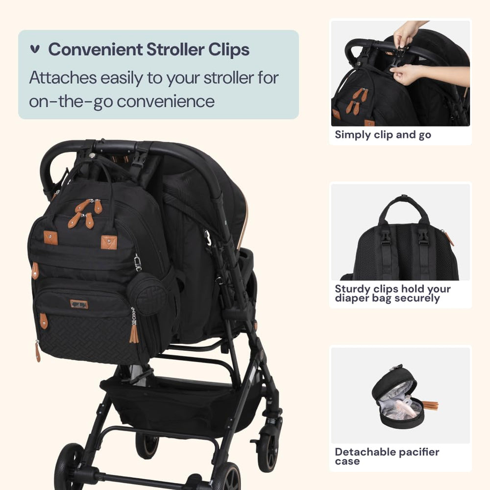 BabbleRoo XL wipe pocket stores wipes within easy reach.