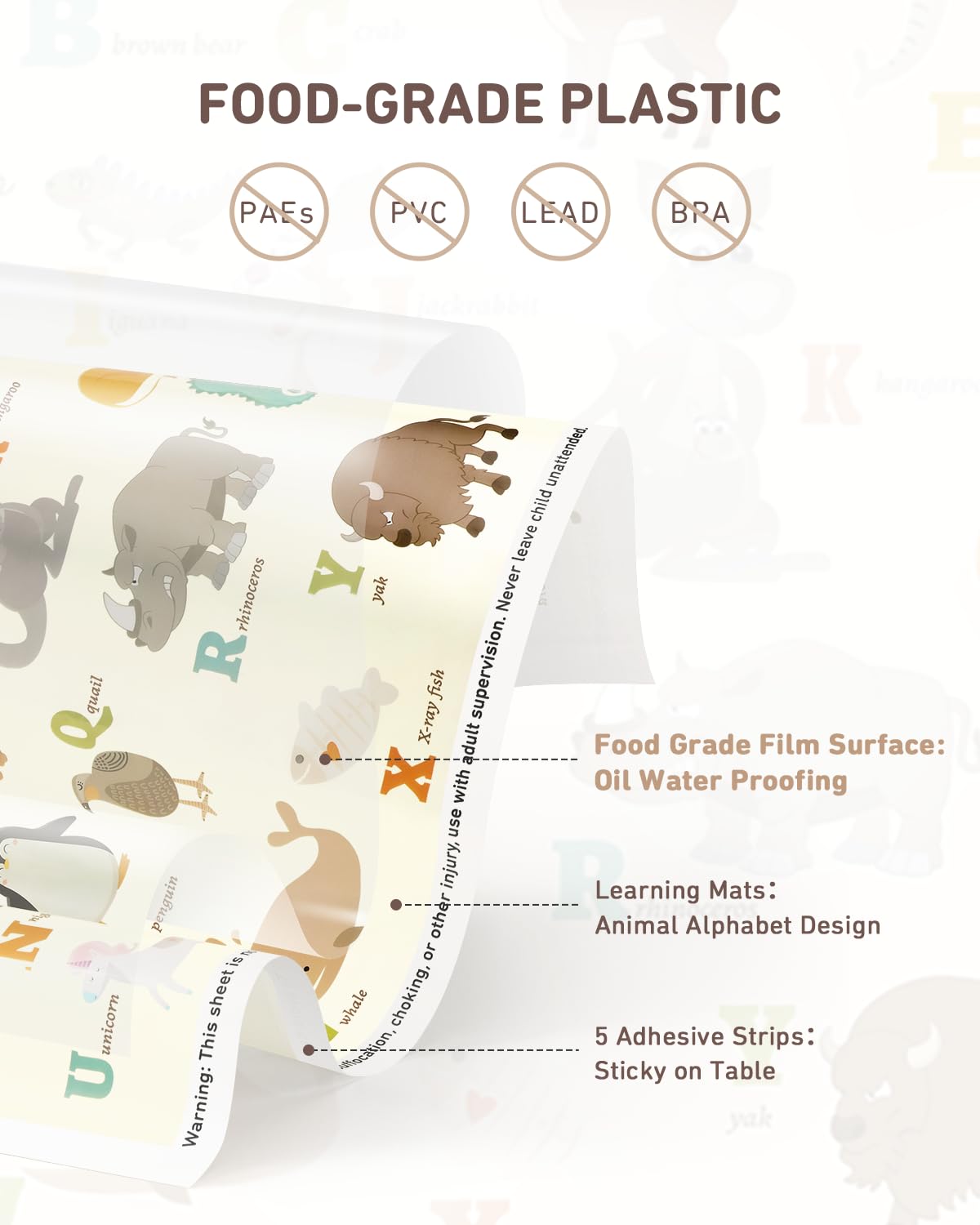 Babebay 12x18-inch waterproof placemats protect tabletops during snacks
