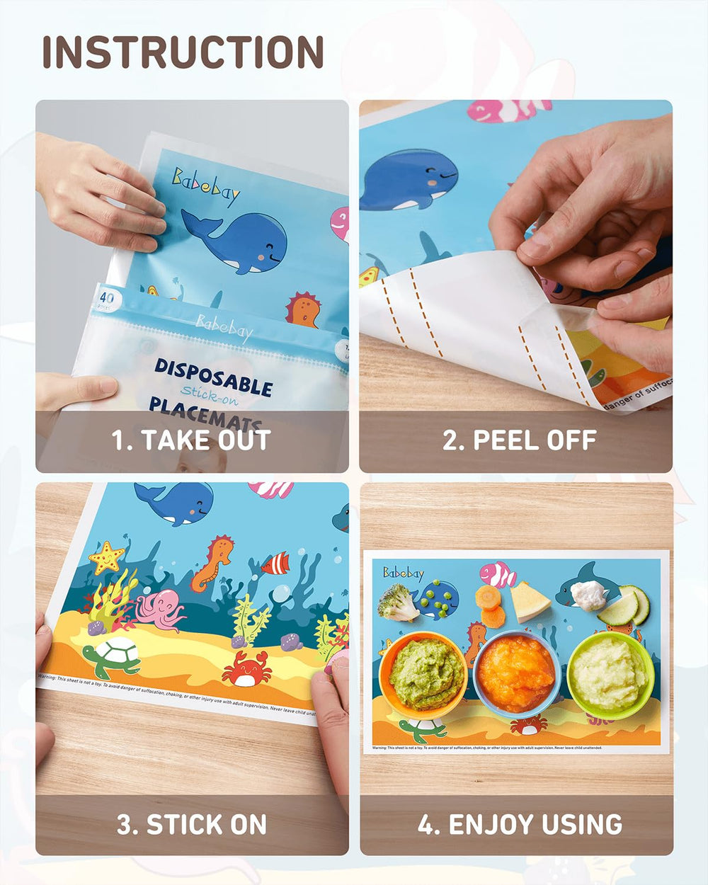 Babebay blue ocean life design placemats brighten table settings