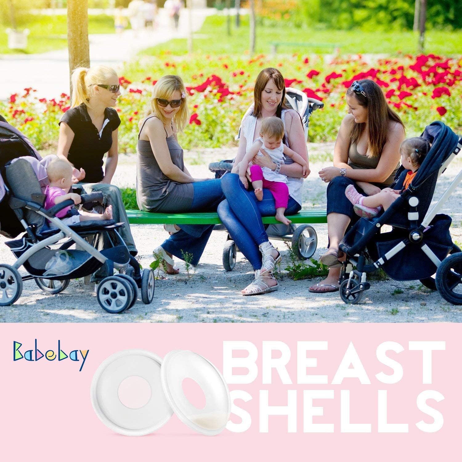 Babebay breast shells 4pc set shows versatile, reusable silicone design.