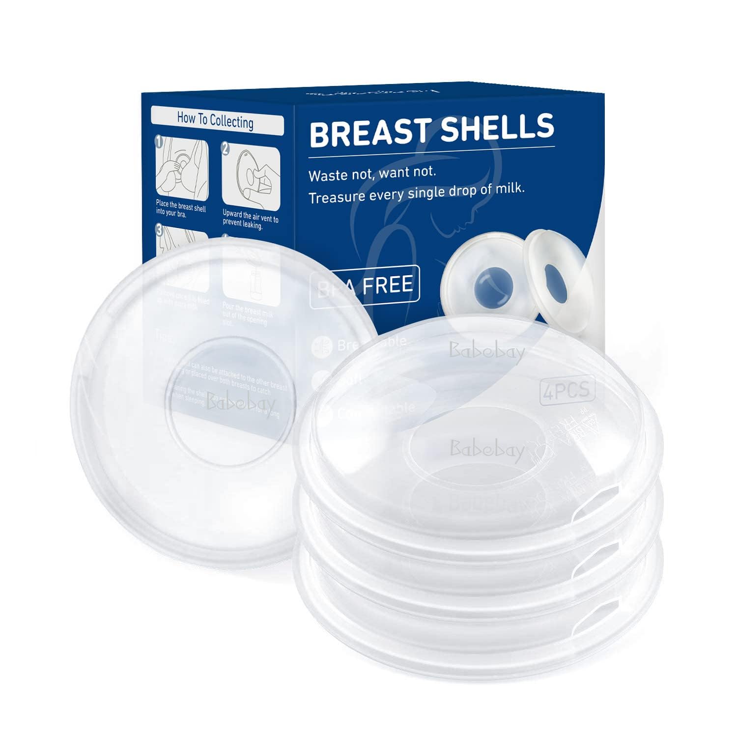 Babebay breast shells in soft silicone contact for gentle nipple protection and comfort.