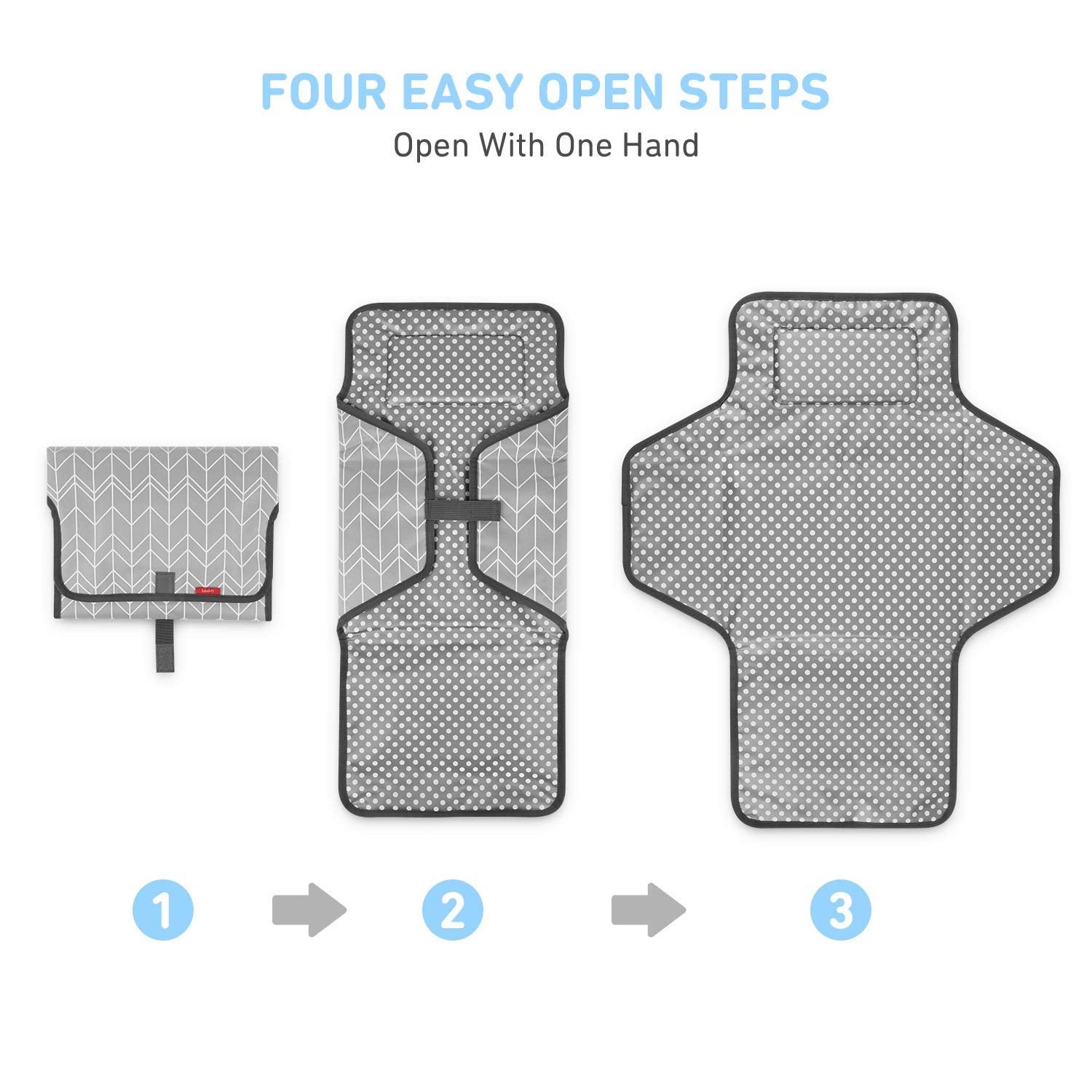 Babebay built-in pillow adds cushioned comfort during changes.