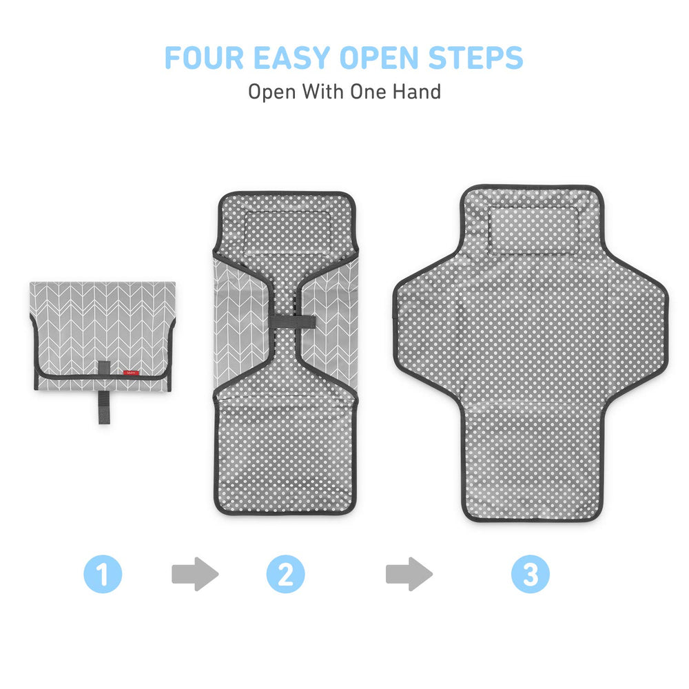 Babebay built-in pillow adds cushioned comfort during changes.