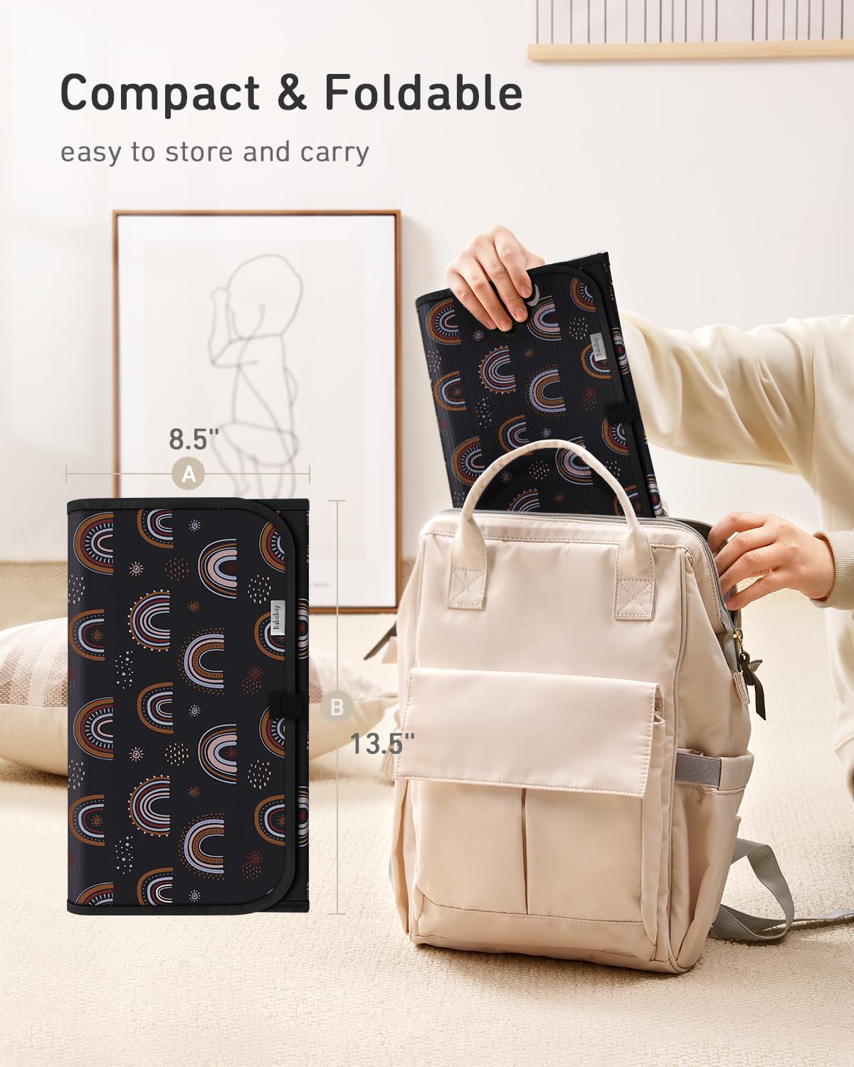Babebay changing pad extended to 25x13.5 inches for ample space.