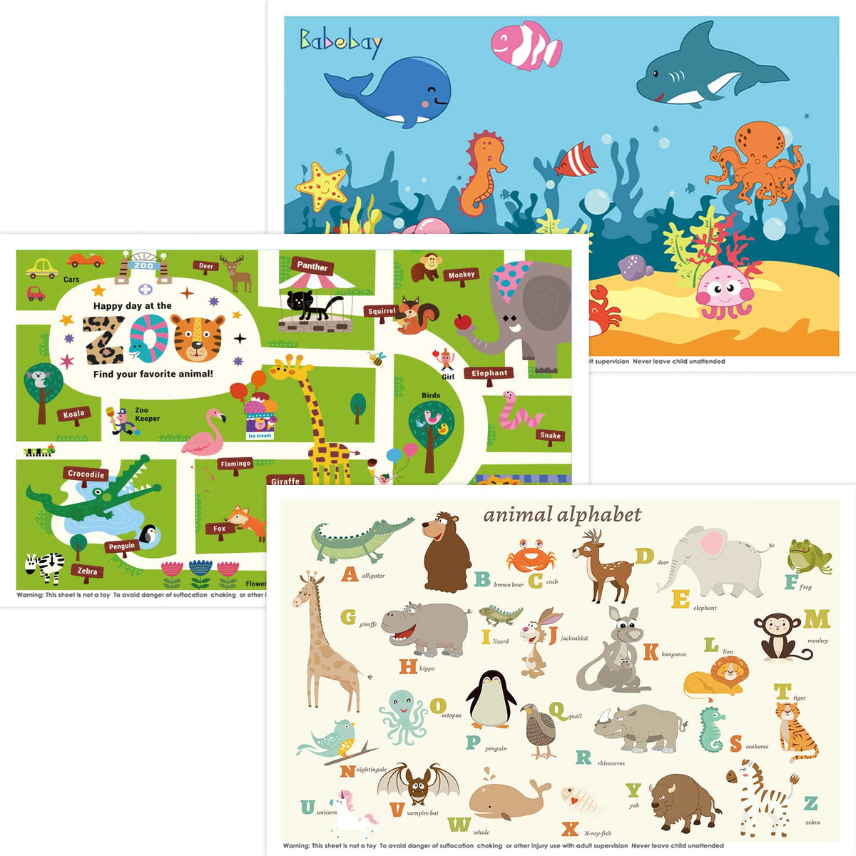 Babebay disposable placemats 40-pack on a table for mess-free meals