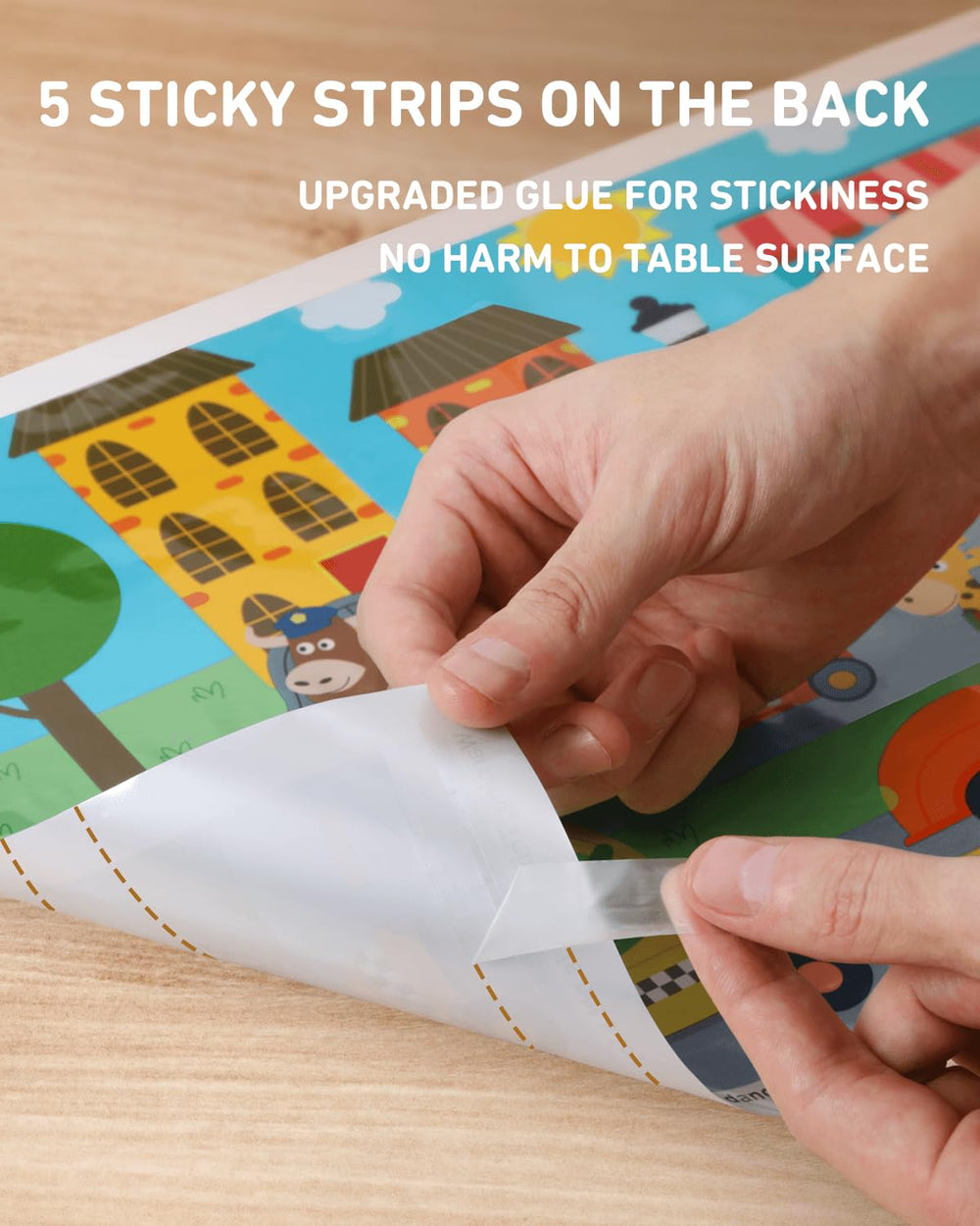 Babebay easy-peel back adhesive keeps placemats in place during snacks