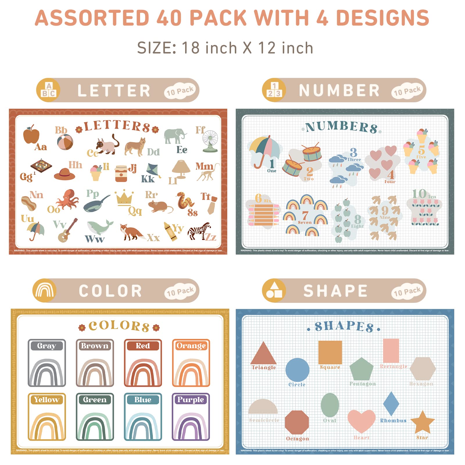 Babebay four-designs display adds color while supporting early learning moments.