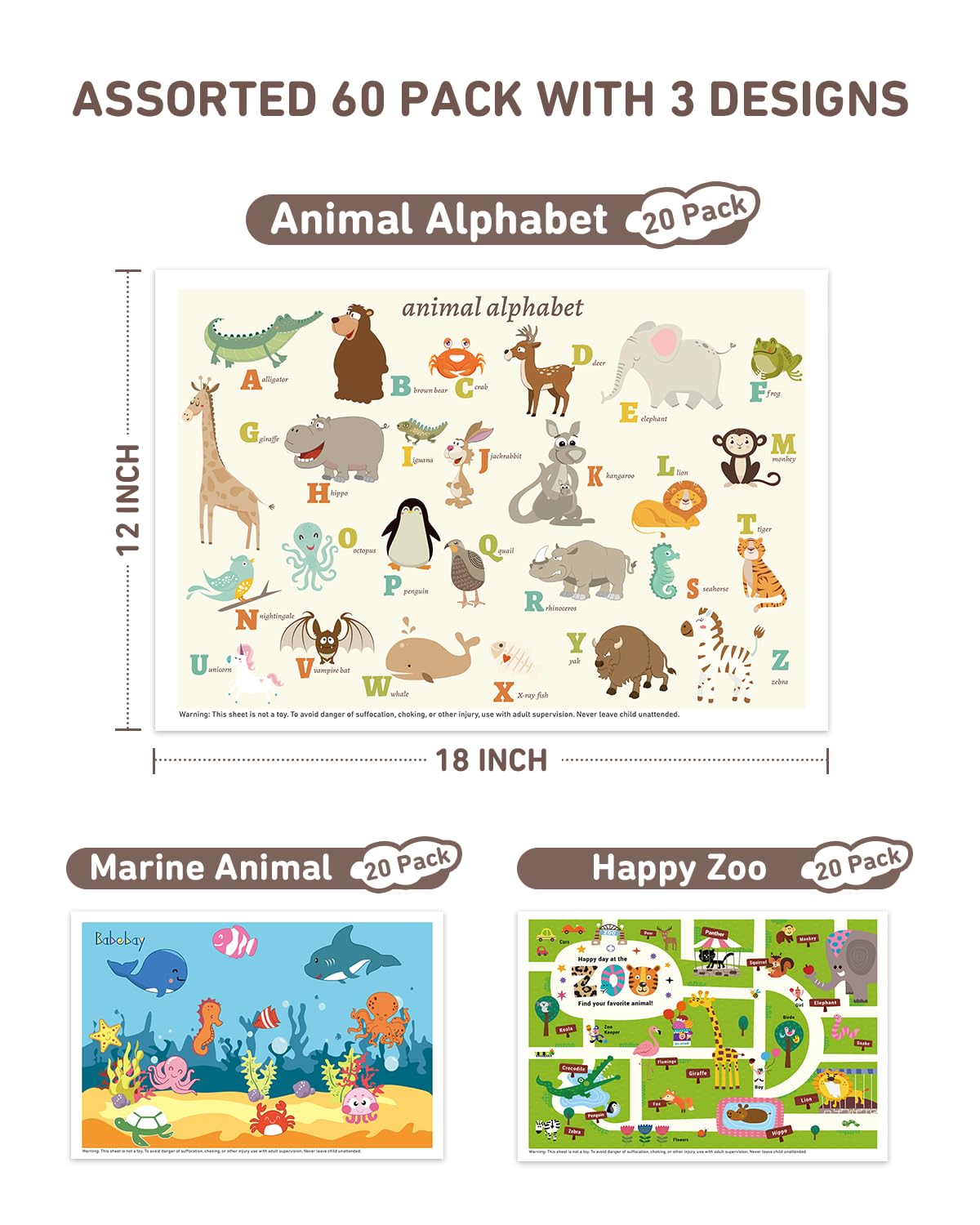 Babebay marine-life design placemats create a fun, clean dining experience for toddlers.