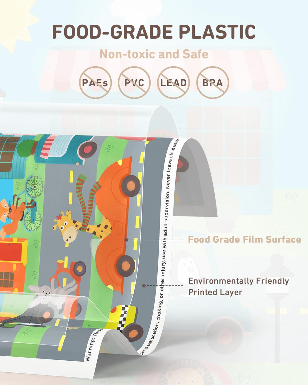 Babebay disposable placemats multicolor animals design engages kids at mealtime