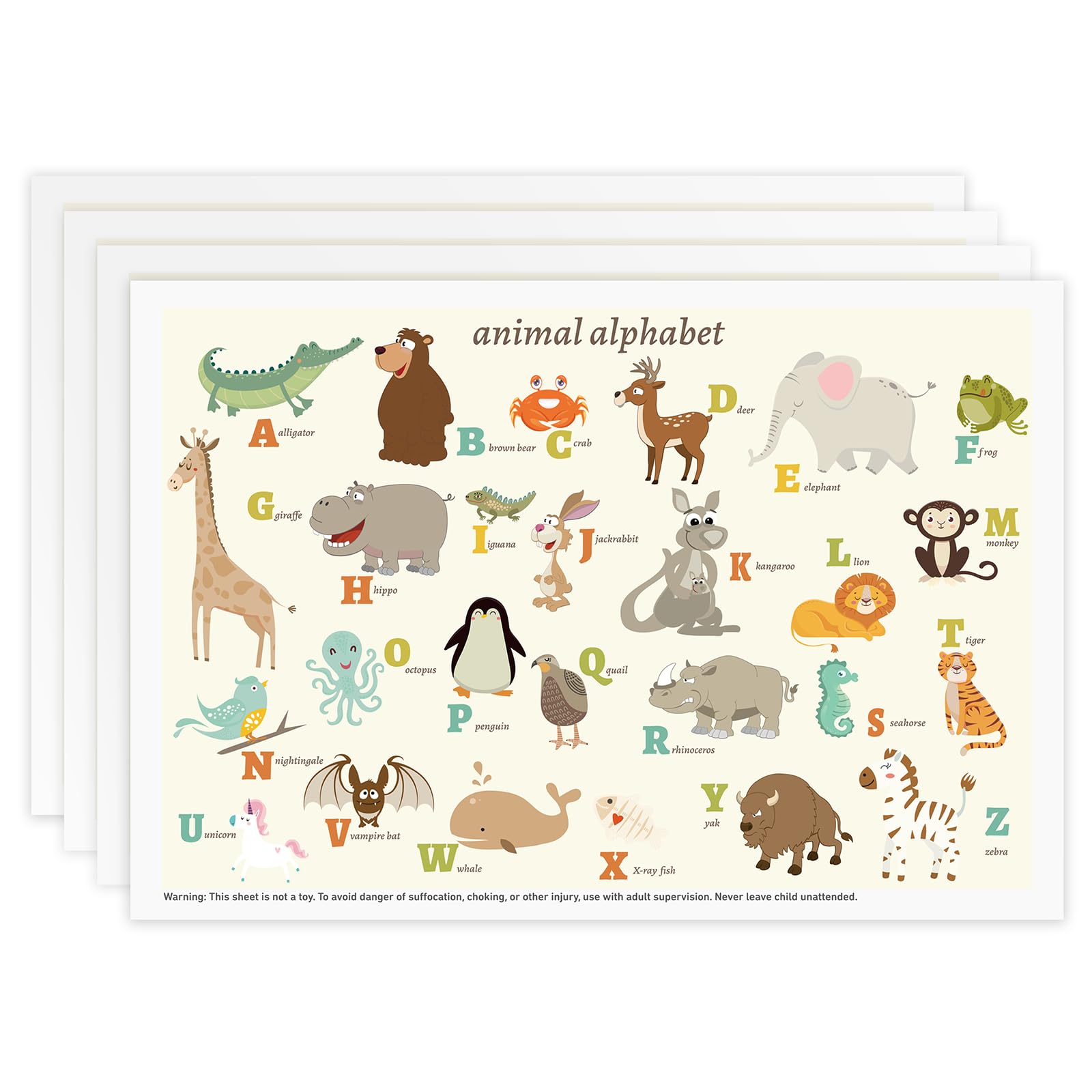Babebay disposable placemats with animal alphabet design keep meals clean on the go