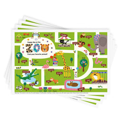 Babebay Happy Zoo placemat pack for family meals with colorful animals
