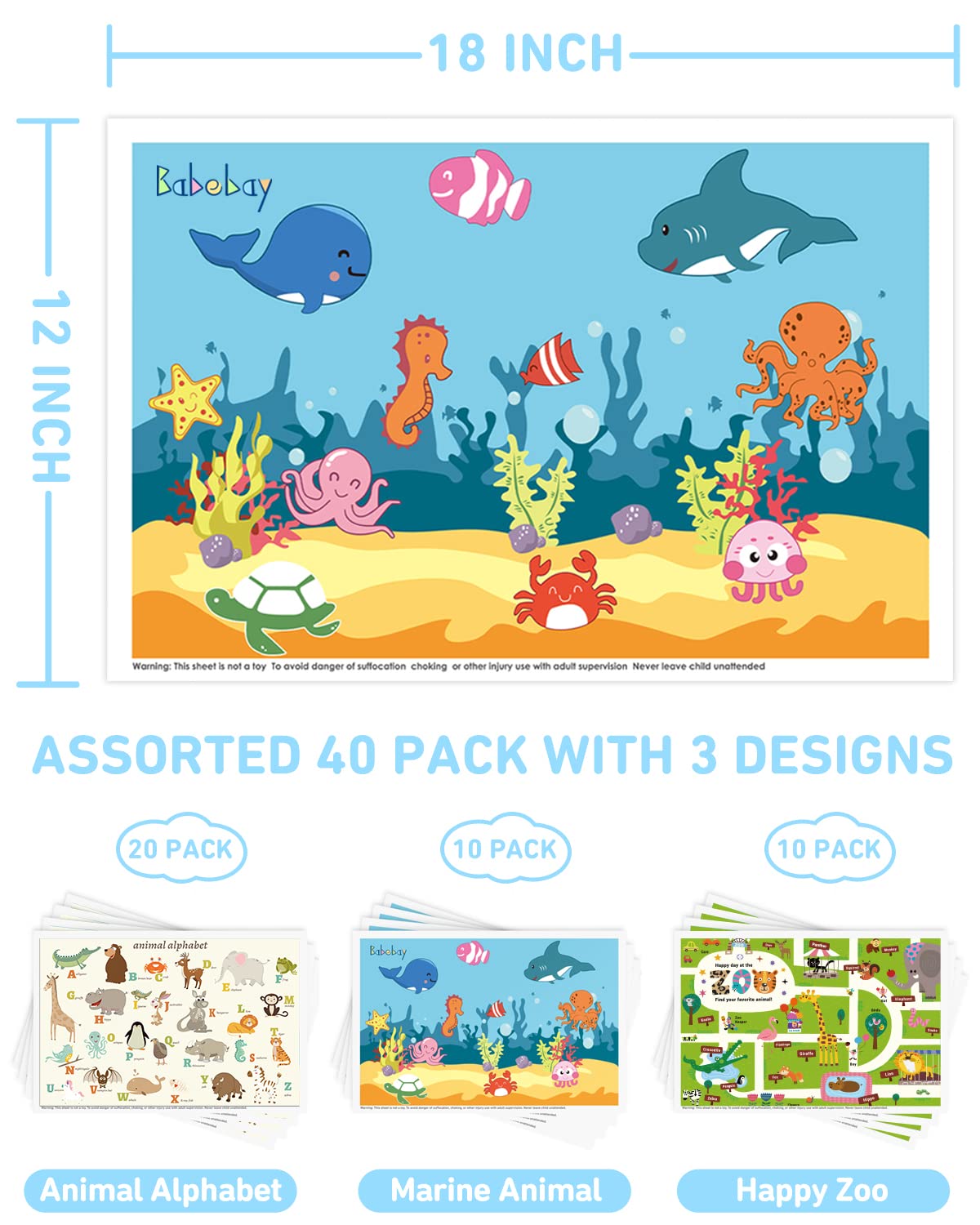 Babebay placemats with adhesive strips stay put during meals