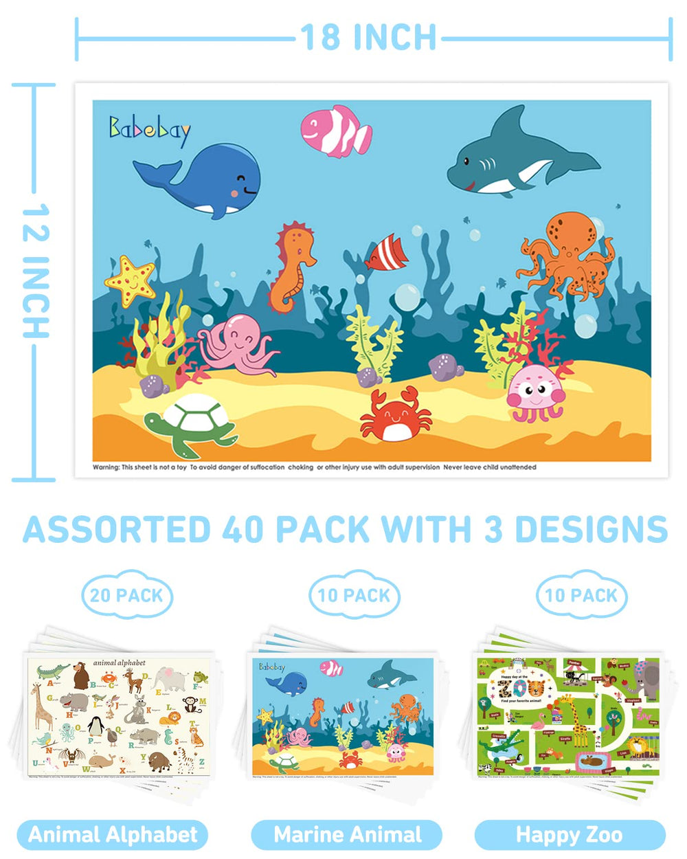 Babebay placemats with adhesive strips stay put during meals