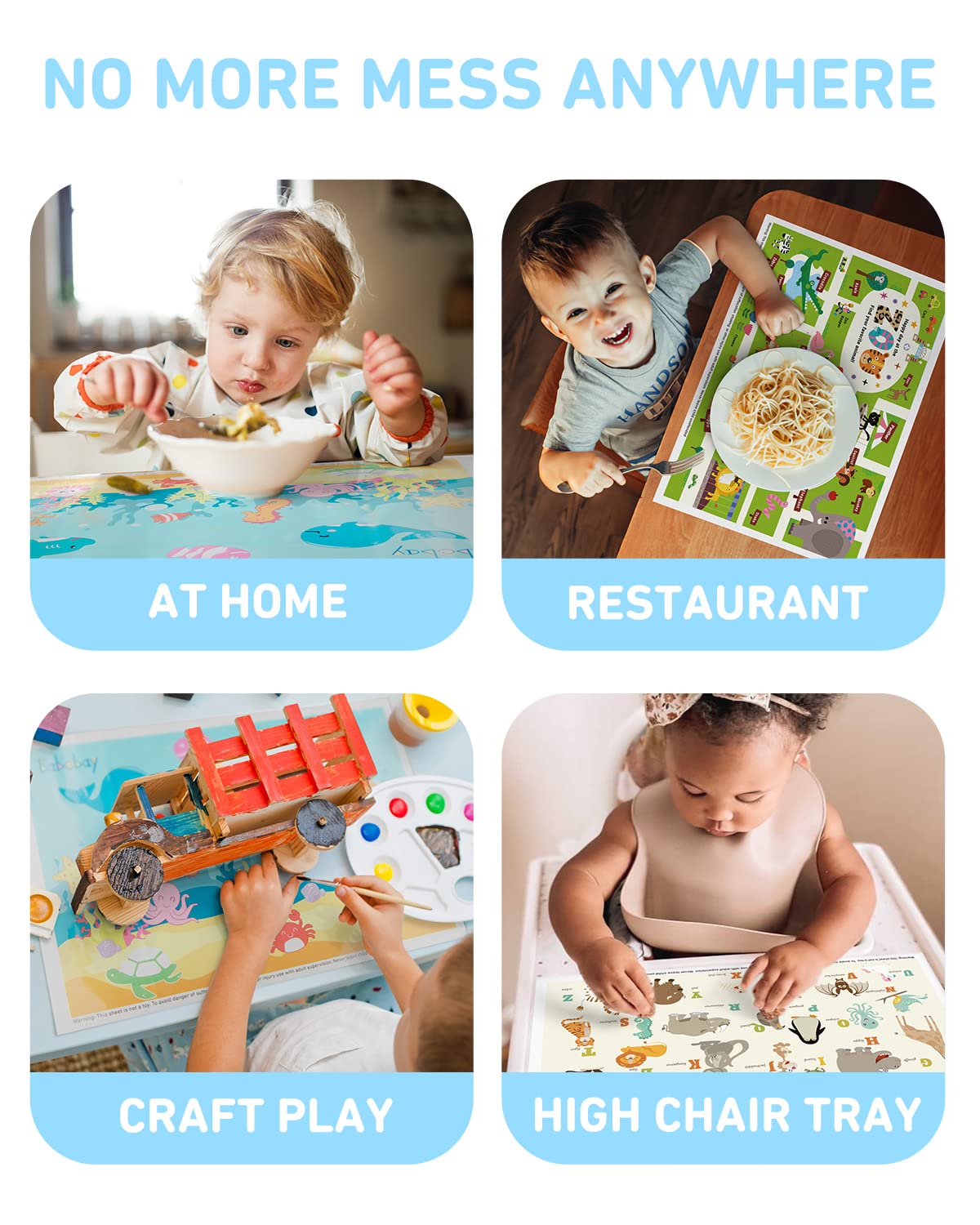 Babebay marine-life design placemats brighten the mealtime scene